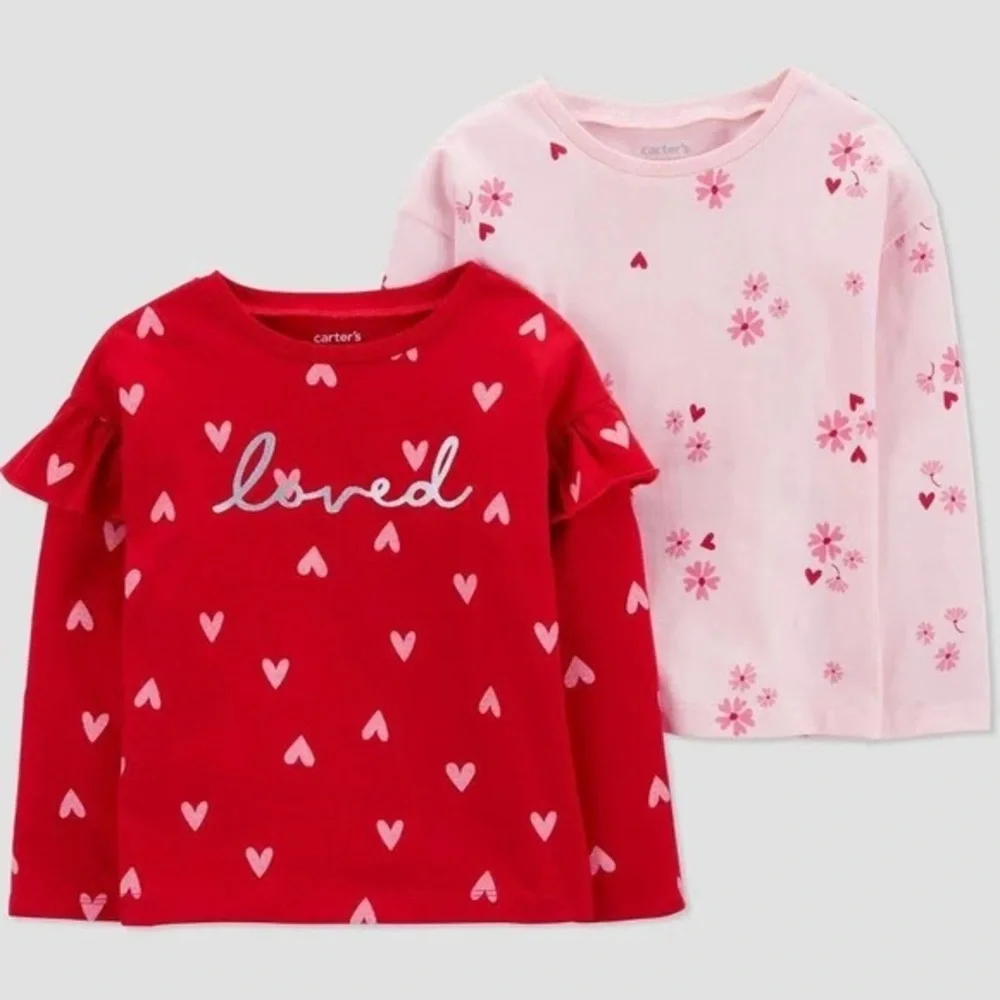 Carter's nwt Toddler Girls' 2pk Valentine's Day Hearts and Florals T-Shirt